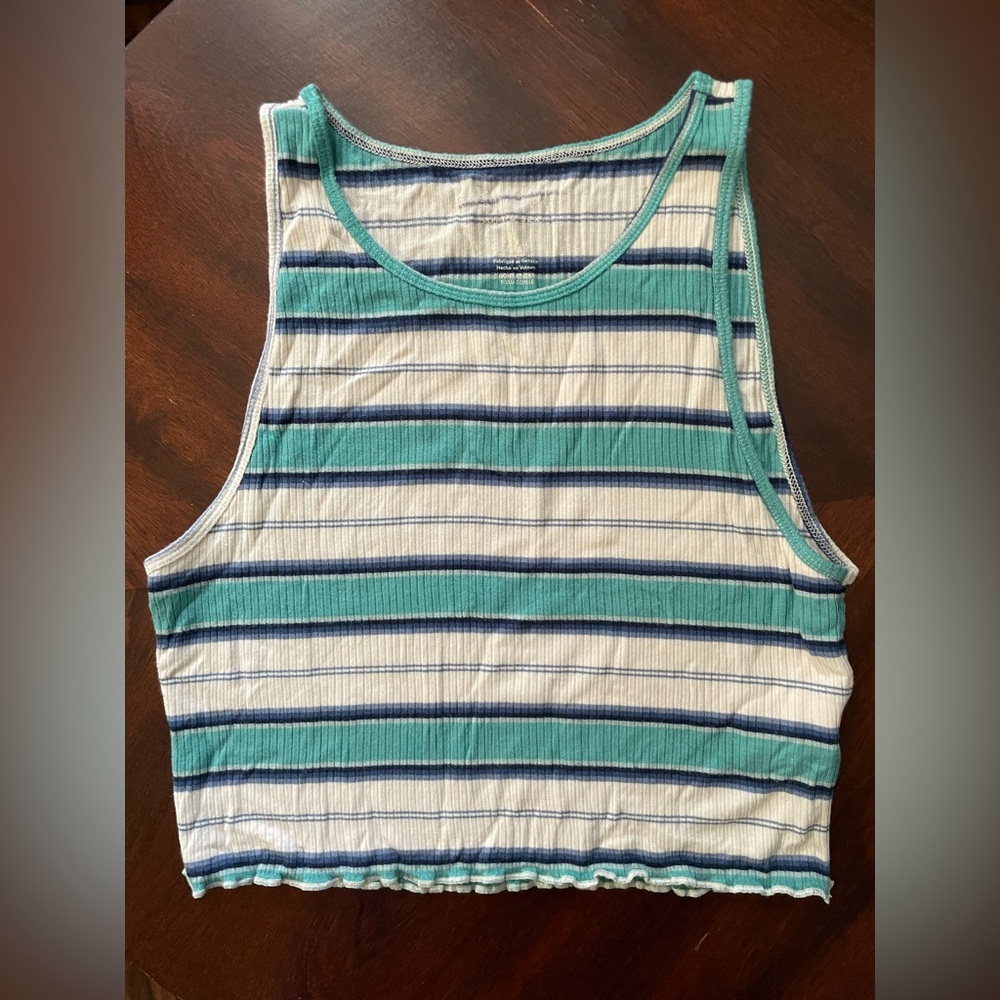 American Eagle Outfitters Blue and White Striped Tank Top